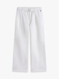White Belted Wide Leg Linen Blend Trousers  Girls