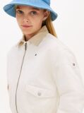 Beige Textured Back Logo Relaxed Jacket  Girls