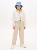 Beige Textured Back Logo Relaxed Jacket  Girls