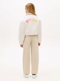 Beige Textured Back Logo Relaxed Jacket  Girls