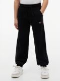 Black Rhinestone Relaxed Terry Joggers  Girls