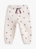 Beige Print Drawstring Joggers  Newborn