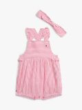 Multi Seersucker Shortall And Headband Gift Box  Newborn