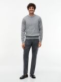 Grey Cable Knit Crew Neck Jumper  Men