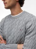Grey Cable Knit Crew Neck Jumper  Men