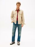 Beige Flag Embroidery Twill Shirt Jacket  Men