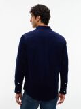 Blue Regular Fit Flag Embroidery Corduroy Shirt  Men
