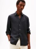 Black Regular Fit Washed Pure Linen Shirt  Men