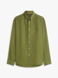 Green Regular Fit Washed Pure Linen Shirt  Men