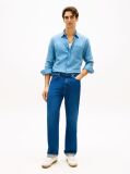 Blue Flag Embroidery Relaxed Straight Leg Jeans  Men