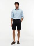 Black Denton Belted Twill Slim 9.5" Inseam Shorts  Men