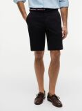 Black Denton Belted Twill Slim 9.5" Inseam Shorts  Men