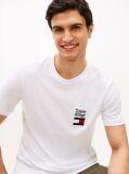 White Logo Embroidery Jersey Crew Neck T-Shirt  Men