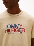 Beige Logo Graphic Crew Neck T-Shirt  Men