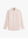 Beige Regular Fit Bengal Stripe Pure Linen Shirt  Men