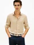 Beige Smart Casual Slim Fit Pure Linen Shirt  Men
