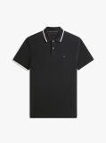 Black Regular Fit Tipped Pique Polo Shirt  Men