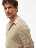 Beige Relaxed Fit Washed Structured Polo Shirt  Men