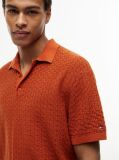 Orange Relaxed Fit Washed Structured Polo Shirt  Men