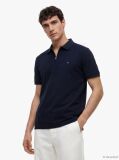 Blue Regular Fit Zip Placket Polo Shirt  Men