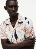 Multi Regular Tropical Print Linen Short Sleeve Shirt  Men