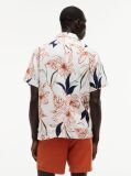 Multi Regular Tropical Print Linen Short Sleeve Shirt  Men