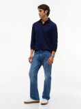 Blue Regular Fit Long Sleeve Polo Shirt  Men