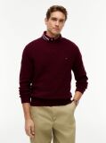 Red Textured Crew Neck Jumper With Cashmere  Men