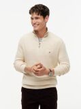 Beige Textured Quarter-Zip Mock Neck Jumper With Cashmere  Men