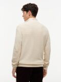 Beige Textured Quarter-Zip Mock Neck Jumper With Cashmere  Men