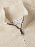 Beige Textured Quarter-Zip Mock Neck Jumper With Cashmere  Men