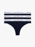 Blue 3-Pack Logo Waistband Thongs  Women