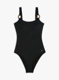 Black Tortoiseshell Ring Scoop Back Swimsuit  Women