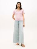 Multi Ribbed V-Neck Slim Fit T-Shirt  Women