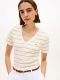 Multi Ribbed V-Neck Slim Fit T-Shirt  Women