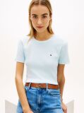Blue Flag Embroidery Ribbed Slim T-Shirt  Women