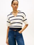 Multi Stripe Short Sleeve Polo Jumper  Women