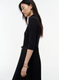 Black Pleated Midi Fit And Flare Dress  Women