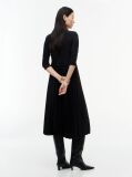 Black Pleated Midi Fit And Flare Dress  Women
