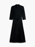 Black Pleated Midi Fit And Flare Dress  Women