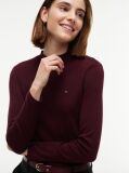 Red Mock Neck Slim Long Sleeve Top  Women
