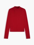 Red Mock Neck Slim Long Sleeve Top  Women