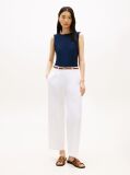 Blue Ribbed Slim Boat Neck Tank Top  Women