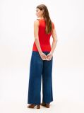 Red Ribbed Slim Boat Neck Tank Top  Women