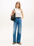 White Ribbed Slim Boat Neck Tank Top  Women