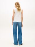 White Ribbed Slim Boat Neck Tank Top  Women
