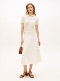Beige Gold-Tone Button Interlock Knit Midi Skirt  Women