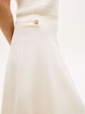 Beige Gold-Tone Button Interlock Knit Midi Skirt  Women