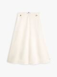 Beige Gold-Tone Button Interlock Knit Midi Skirt  Women