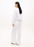 White Gold-Tone Button Collarless Denim Jacket  Women